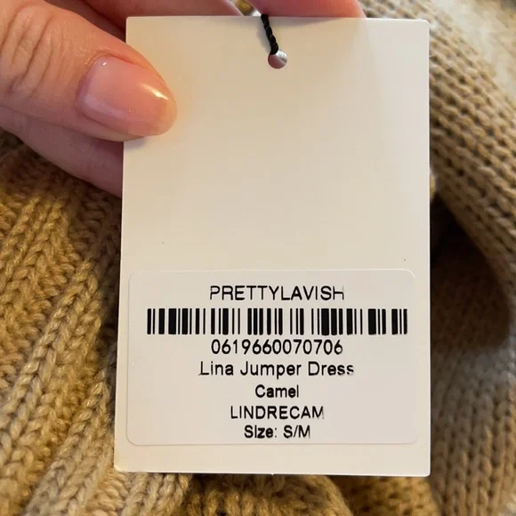 Pretty Lavish - NWT - Lina Jumper Sweater Dress S/M Camel - Picture 3 of 3